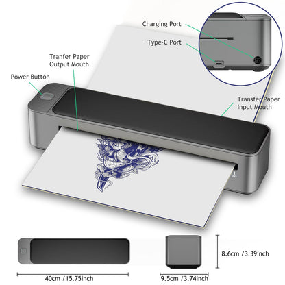 MAST® Upgraded A3 Bluetooth Tattoo Stencil Printer Portable Tattoo Transfer Machine for Large-Scale Tattoo Stencil