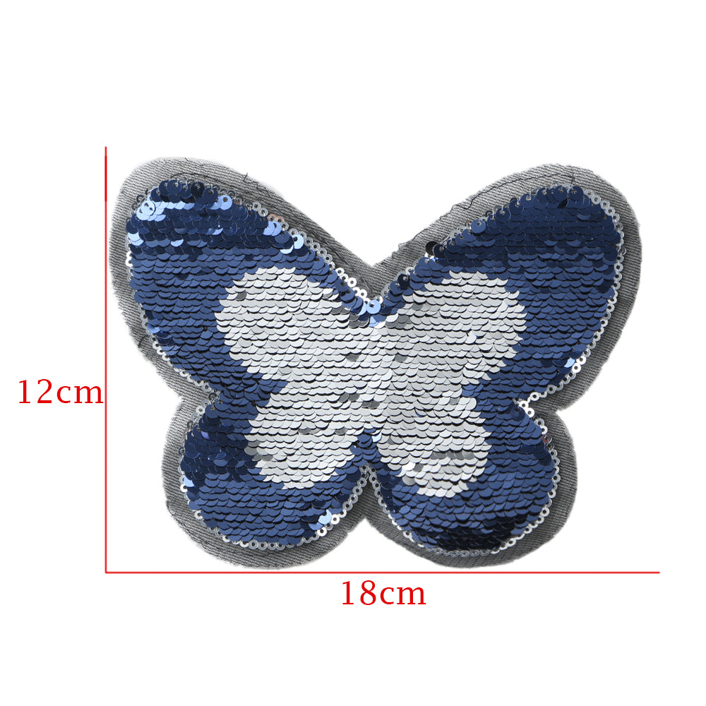 1PC DIY Blue Butterfly Reversible Sequins Sew On