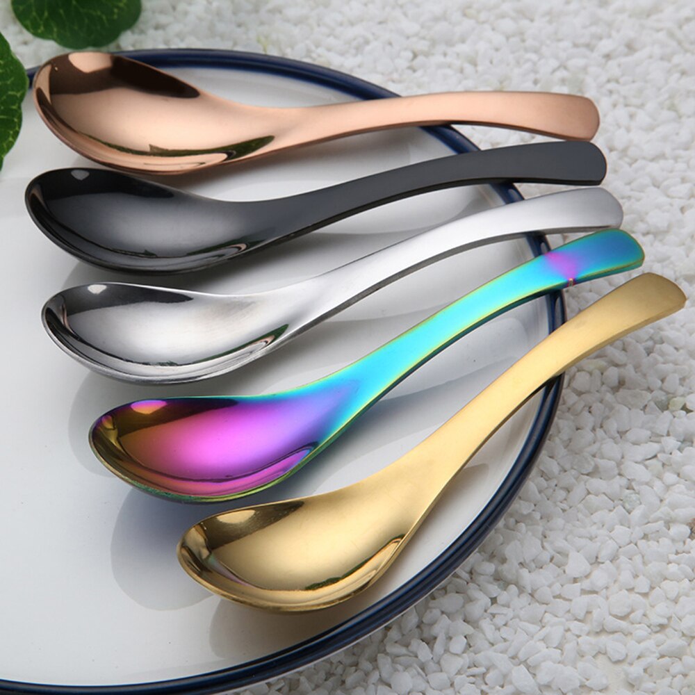 1PC Gold Plated Stainless Steel Dessert Spoon