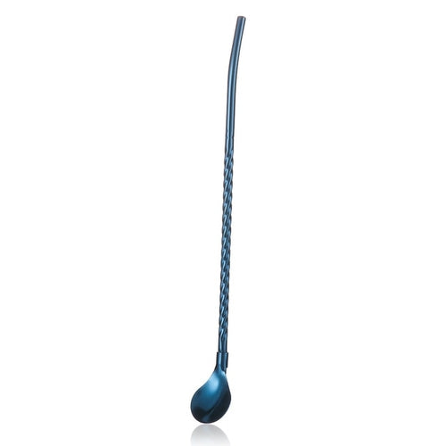 1PC Long Twisted Straw Spoon Portable Gold Tea