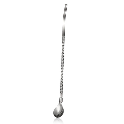 1PC Long Twisted Straw Spoon Portable Gold Tea