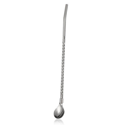 1PC Long Twisted Straw Spoon Portable Gold Tea