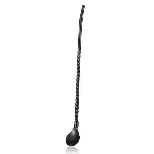 1PC Long Twisted Straw Spoon Portable Gold Tea