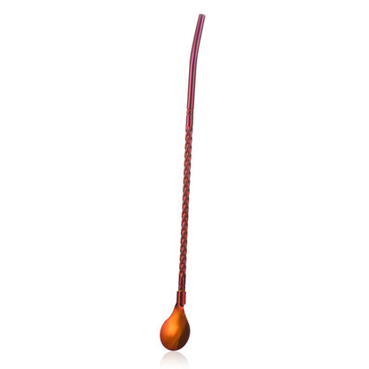 1PC Long Twisted Straw Spoon Portable Gold Tea