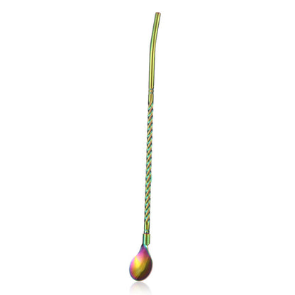 1PC Long Twisted Straw Spoon Portable Gold Tea