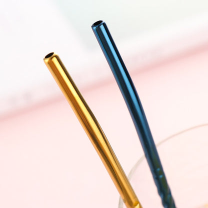 1PC Long Twisted Straw Spoon Portable Gold Tea