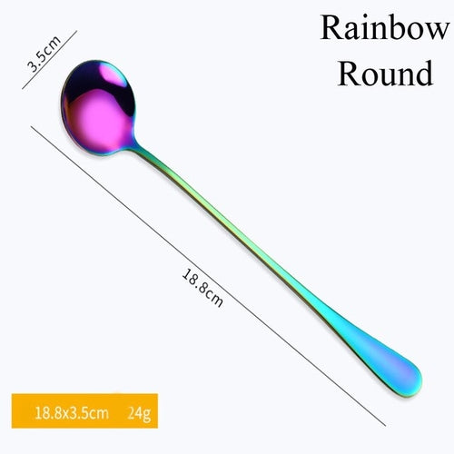 1PC Useful Rainbow Long Handled Stainless Steel