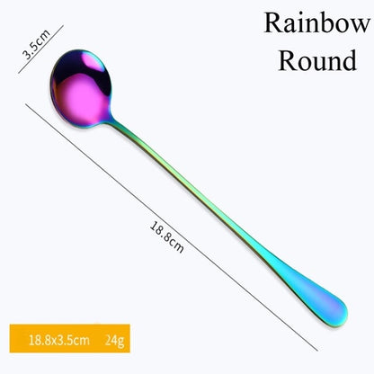 1PC Useful Rainbow Long Handled Stainless Steel