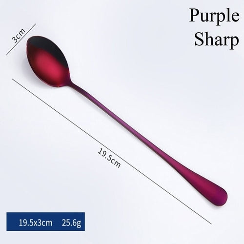 1PC Useful Rainbow Long Handled Stainless Steel