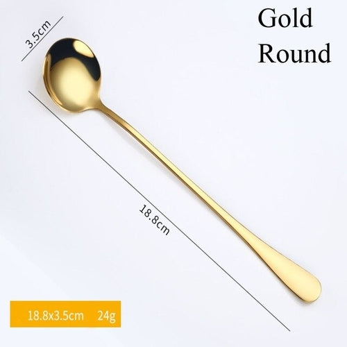 1PC Useful Rainbow Long Handled Stainless Steel