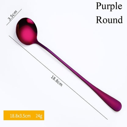 1PC Useful Rainbow Long Handled Stainless Steel