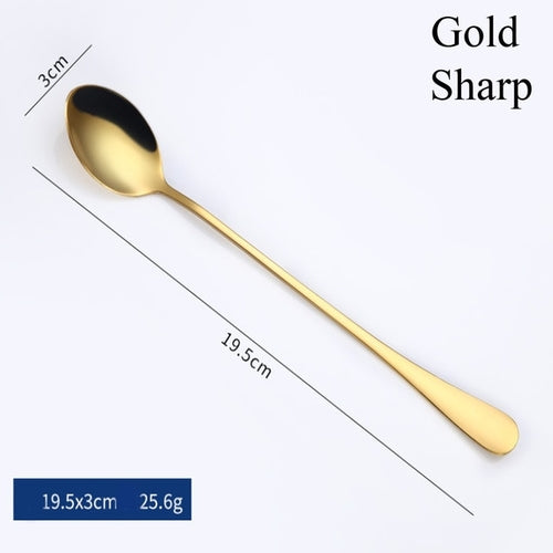 1PC Useful Rainbow Long Handled Stainless Steel