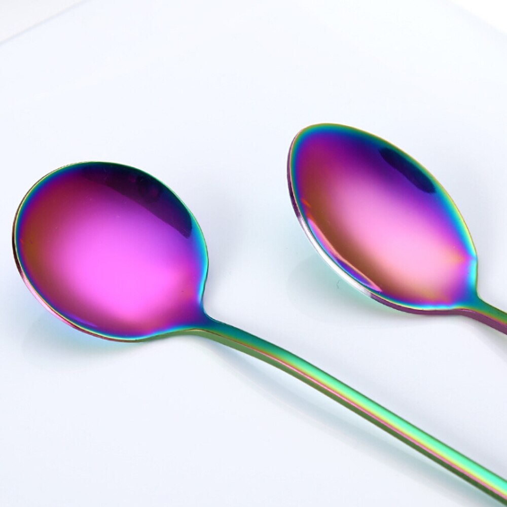 1PC Useful Rainbow Long Handled Stainless Steel