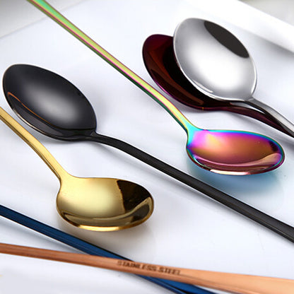1PC Useful Rainbow Long Handled Stainless Steel