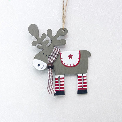 1PC Xmas Tree Pendants Hanging Wooden Colorful Elk