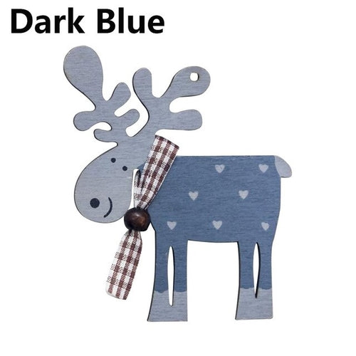 1PC Xmas Tree Pendants Hanging Wooden Colorful Elk