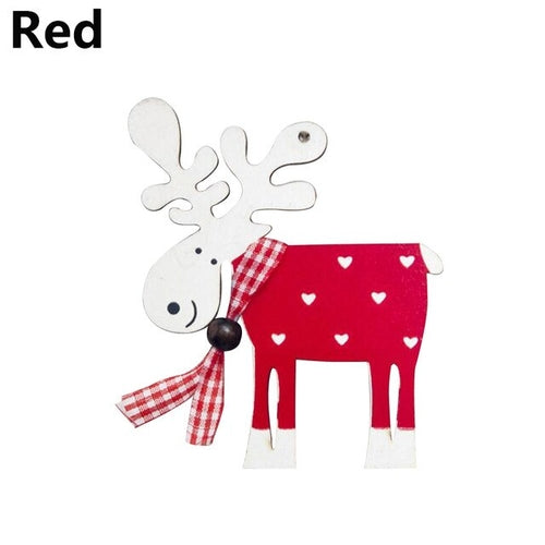 1PC Xmas Tree Pendants Hanging Wooden Colorful Elk