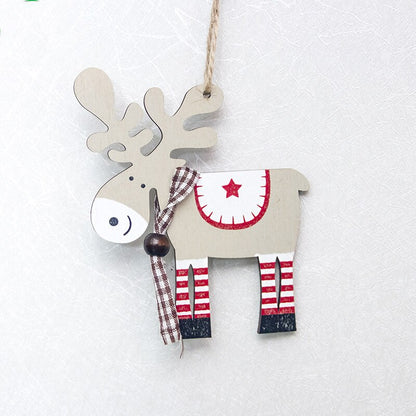 1PC Xmas Tree Pendants Hanging Wooden Colorful Elk