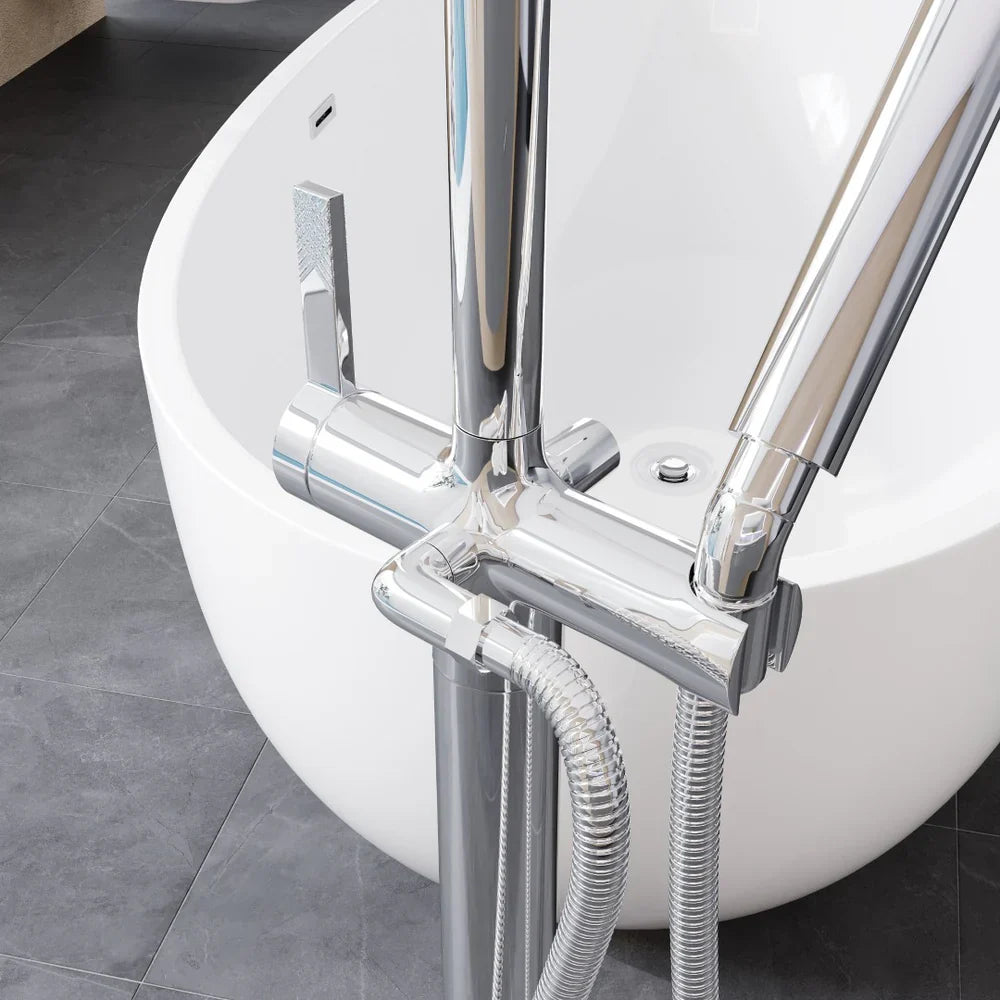 Eviva Modem Single-Handle Freestanding Tub Faucet with Hand Shower – Polished Chrome