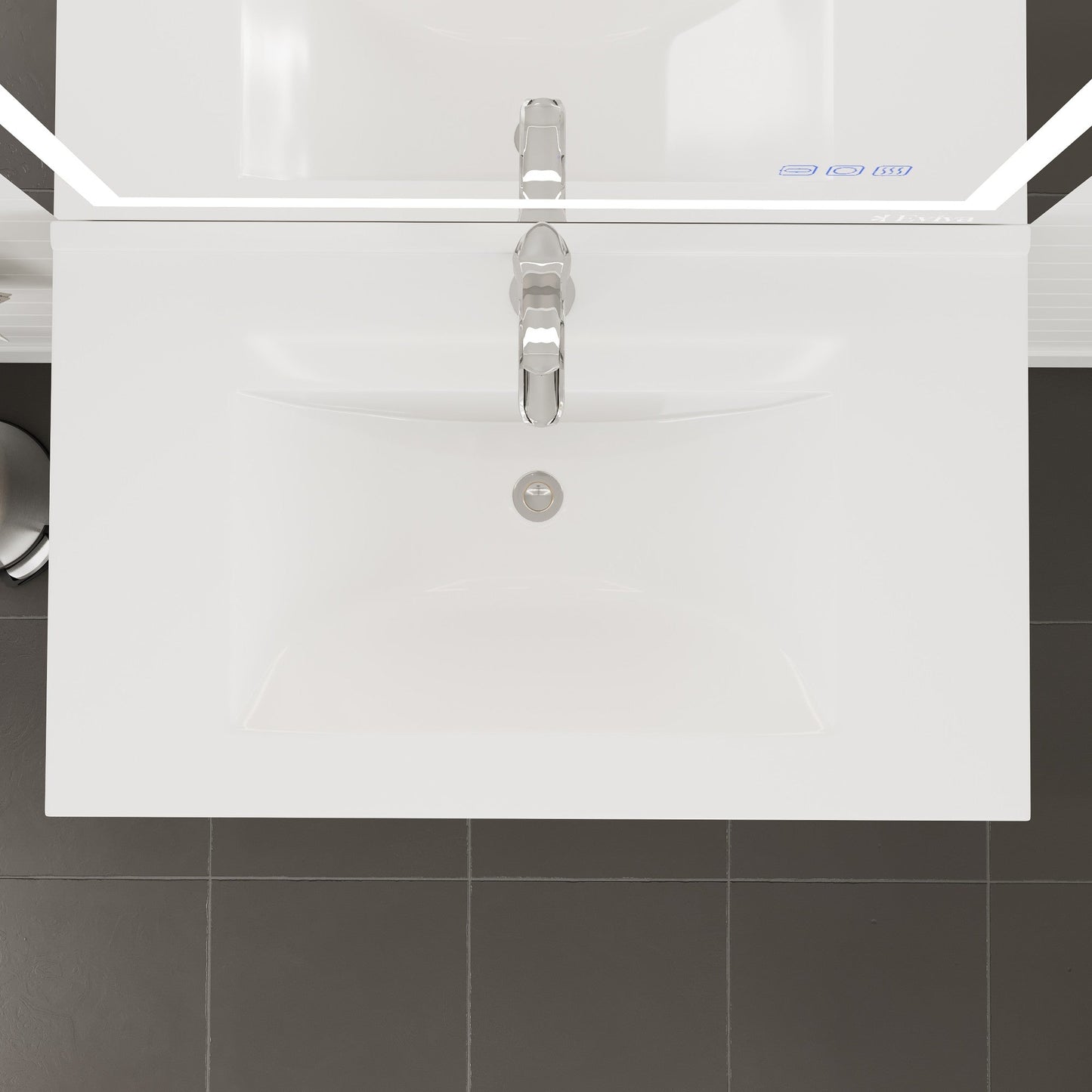 Eviva Capri Wall Mount Bath Vanity with Porcelain Top and Integrated Sink