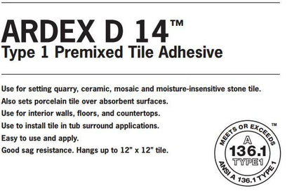 Ardex D 14 Mastic Type 1 Premixed Tile Adhesive