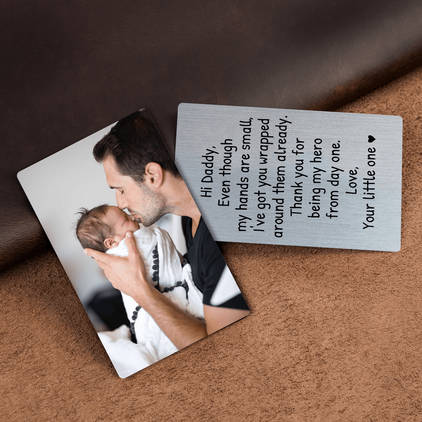 Custom Photo Wallet Insert Card - Personalized Double-Sided Aluminum Wallet Card - Gift for Dad or Grandpa | Birthdays, Father's Day, or any occasion