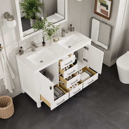 Eviva London Bath Vanity with Carrara Quartz Top and Undermount Porcelain Sink (20"-60")