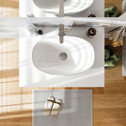 Eviva Santa Monica Wall Mount Bath Vanity with Acrylic Top and Vessel Solid Surface Sink (30"-36")