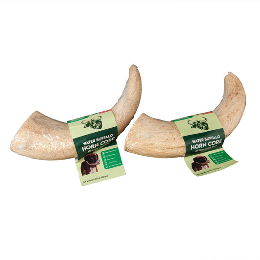 Water Buffalo Horn Core Dog Chews-2 Count-10 oz | Family Pet | Kitchen + Metal
