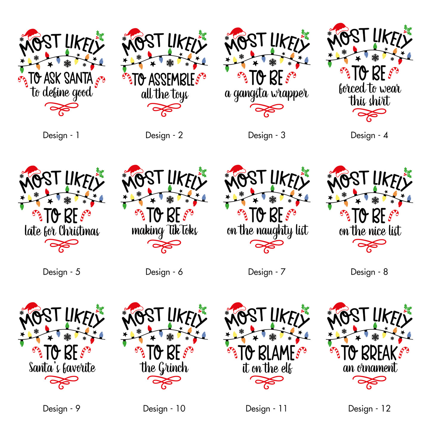 Most Likely To Christmas Family Tees - 60 Designs! Comfort Colors T-Shirt