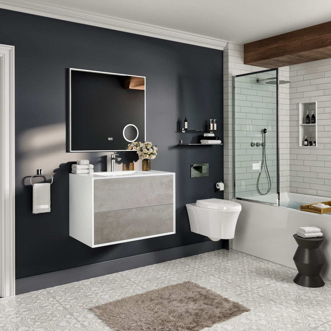 Eviva Vienna Wall Mount Bath Vanity with Acrylic Top and Integrated Sink (36"-75")