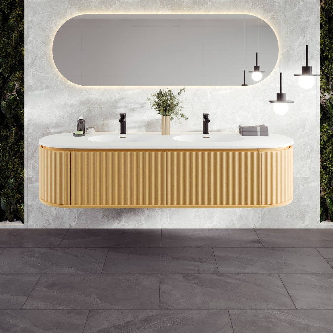 Eviva Haven Wall Mount Bath Vanity with Solid Surface Top and Integrated Sink (39"-71")