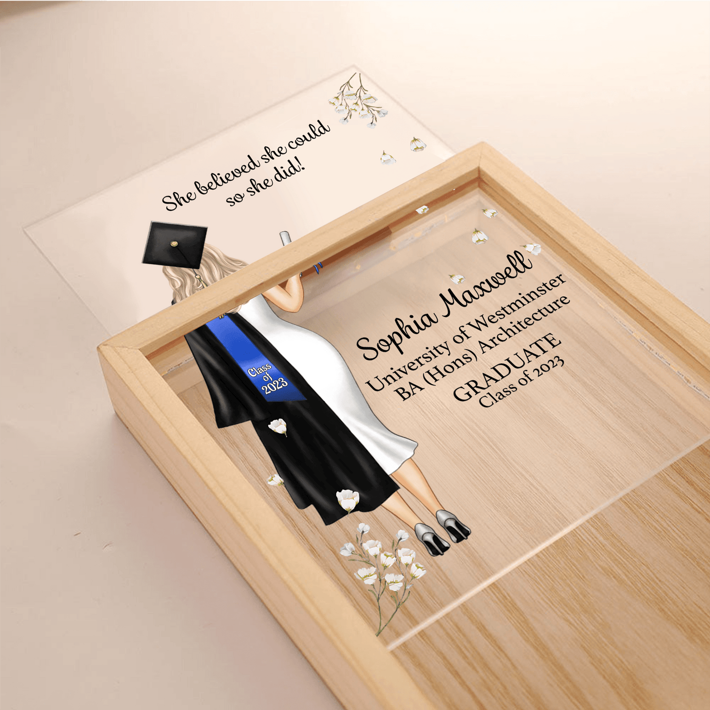 Custom Graduation Gift - Frame Light Box - Personalized Present For Her, Him, Grad | Ceremony, Commencement, Convocation, College & University