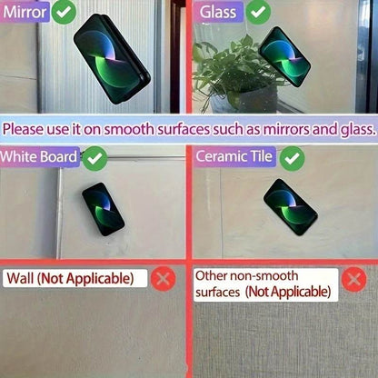 2pcs Double-Sided Silicone Phone Wall Mount with Suction Grip