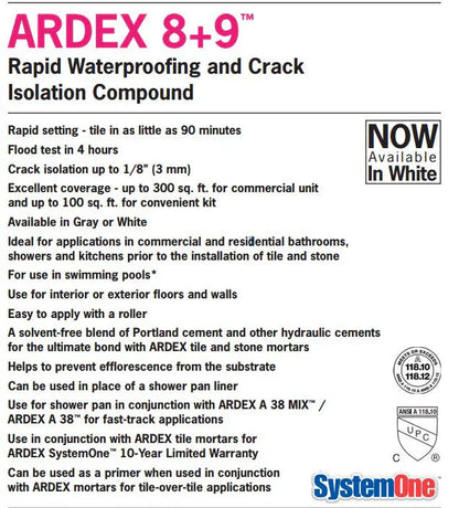 Ardex 8+9 Rapid Waterproofing and Crack Isolation Compound