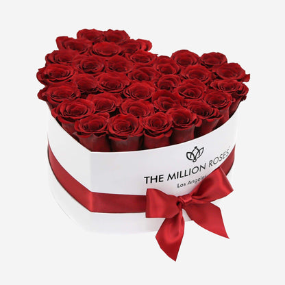 Heart White Box | Red Roses