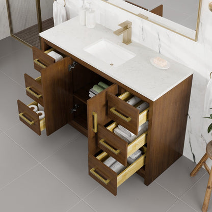 Eviva Curio Bath Vanity with Carrara Quartz Top and Undermount Porcelain Sink (24"-60")
