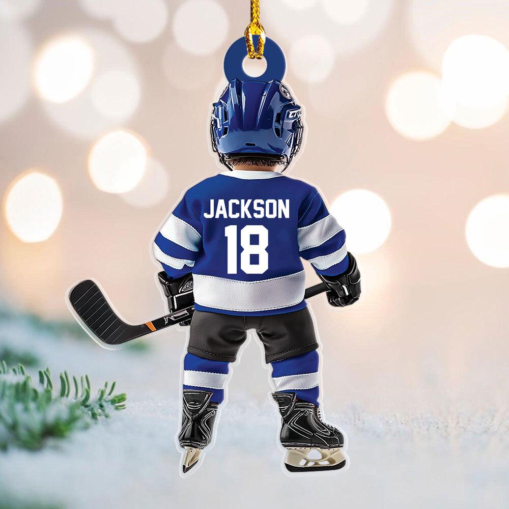 Ice Hockey Christmas - Personalized Custom Shaped Acrylic Ornament - Christmas Gift for Hockey Player, Hockey Lover, Son/Daughter, Grandkids