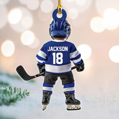 Ice Hockey Christmas - Personalized Custom Shaped Acrylic Ornament - Christmas Gift for Hockey Player, Hockey Lover, Son/Daughter, Grandkids
