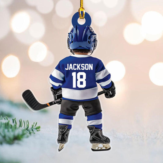 Ice Hockey Christmas - Personalized Custom Shaped Acrylic Ornament - Christmas Gift for Hockey Player, Hockey Lover, Son/Daughter, Grandkids