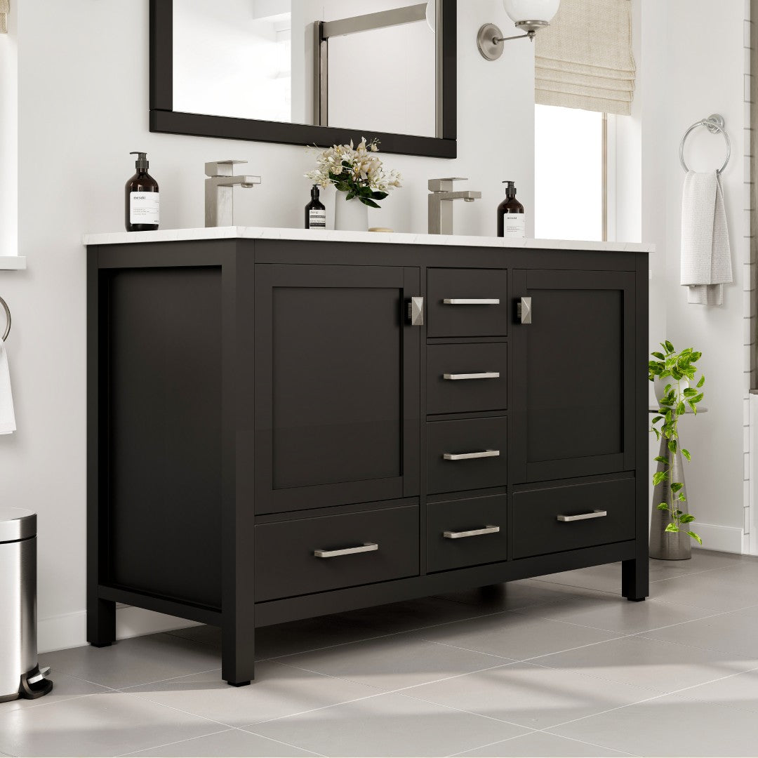 Eviva London Bath Vanity with Carrara Quartz Top and Undermount Porcelain Sink (20"-60")