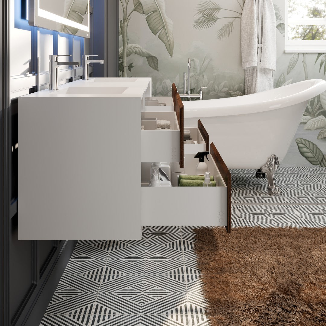 Eviva Vienna Wall Mount Bath Vanity with Acrylic Top and Integrated Sink (36"-75")