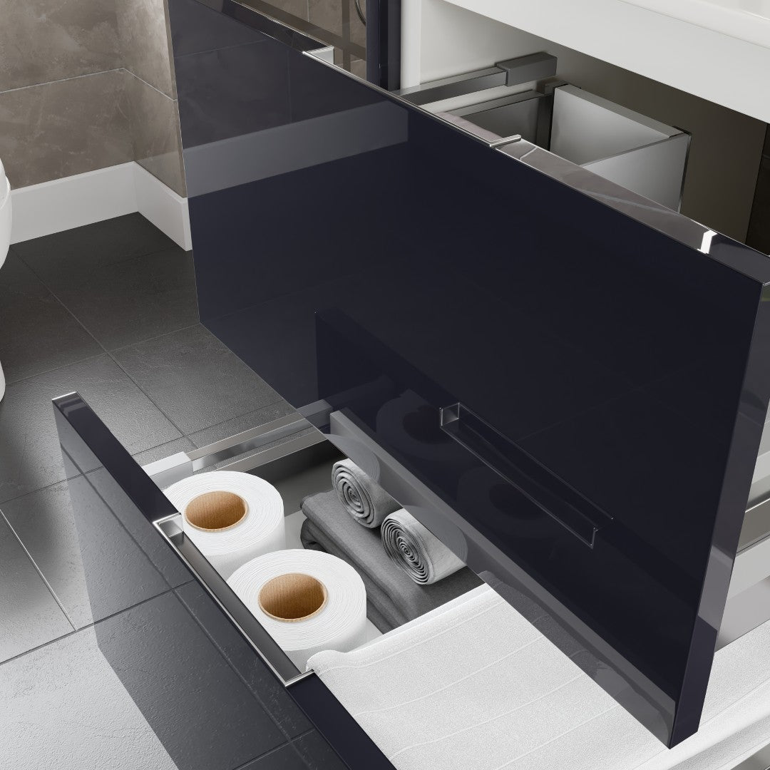 Eviva Luna Wall Mount Bath Vanity with Porcelain Top and Integrated Sink (24"-32")