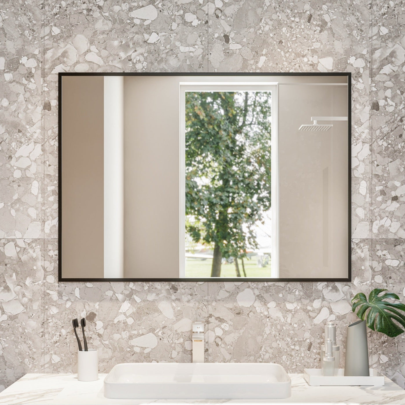 Eviva Black Black Metal Framed Mirror