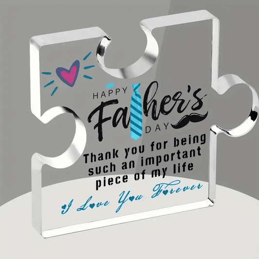 Father's Day Acrylic Puzzle Plaque Engraved Gift with Love & Gratitude Happy Father's Day