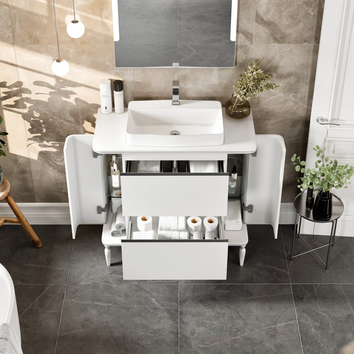 Eviva Duva Bath Vanity with Engineered Wood Top and Vessel Acrylic Sink