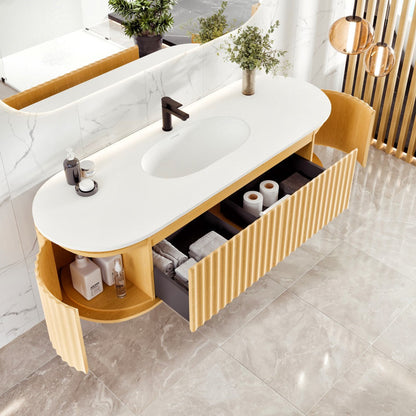 Eviva Haven Wall Mount Bath Vanity with Solid Surface Top and Integrated Sink (39"-71")