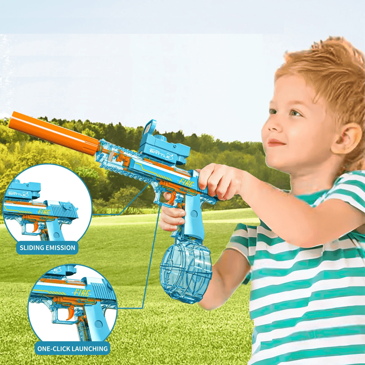 Desert Eagle Electric Water Gun with Silencer and Light High Speed, Long Range Squirt Gun for Kids & Adults