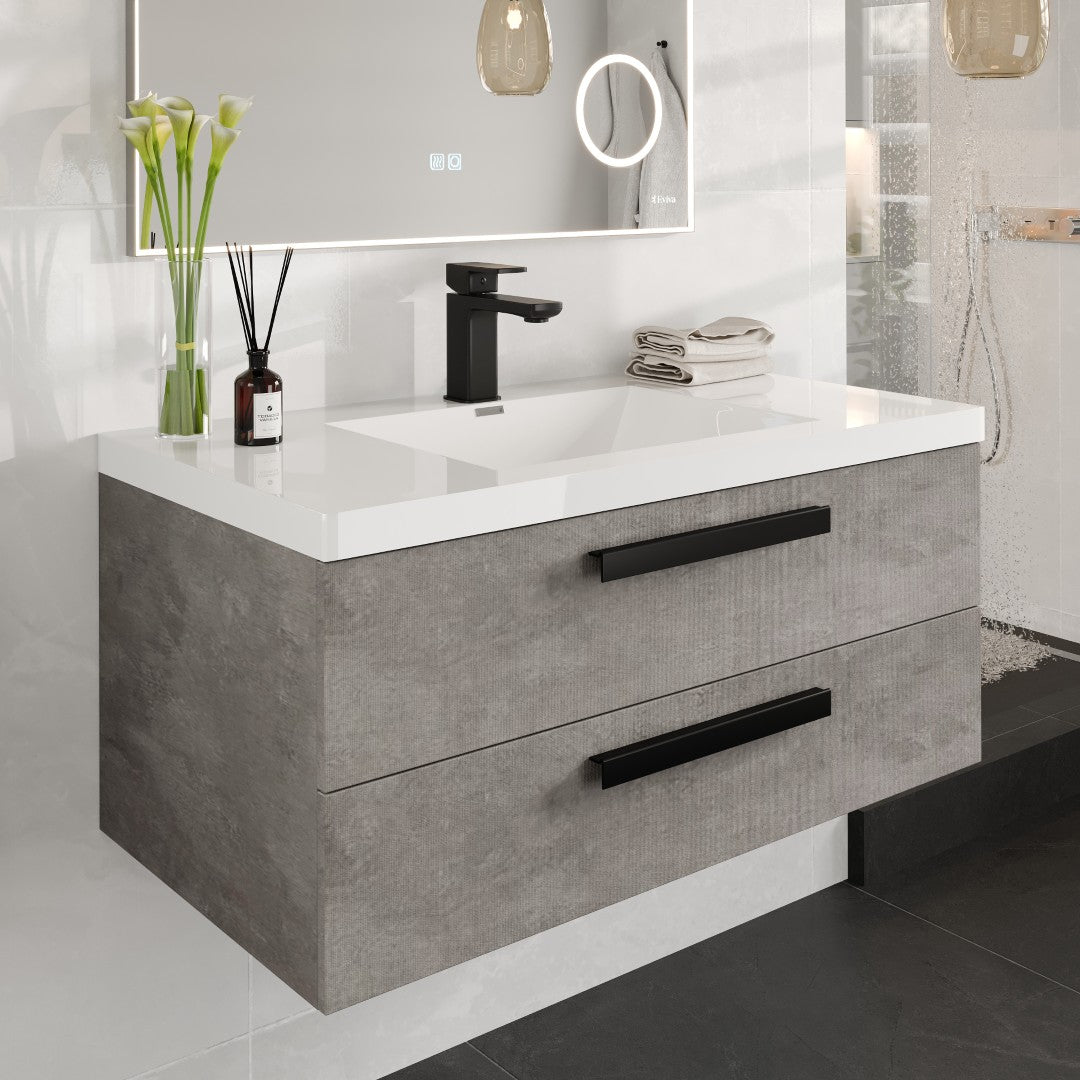 Eviva Lux Single-Handle Waterfall Single-Hole Bathroom Faucet with Deckplate Included in Matte Black