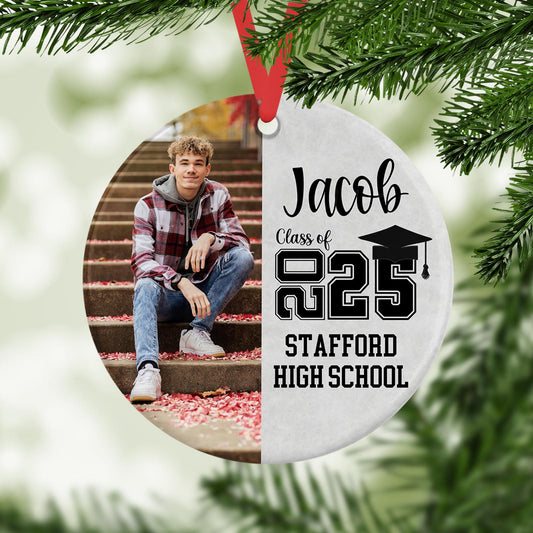Custom Photo Senior Keepsake Ornament - Personalized Ceramic Ornament - Graduation Motivation Gift For Her/Him, Daughter/Son, Grad Ceremony, Commencement